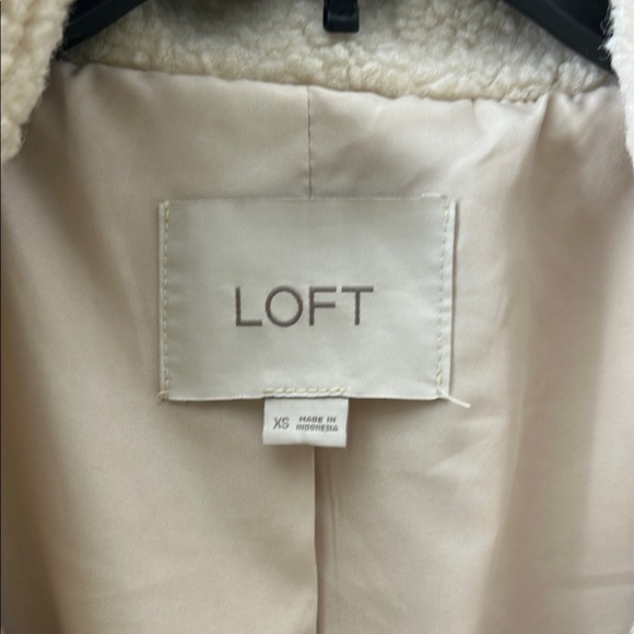 LOFT Cream Teddy Jacket with Wide Lapel Collar - Picture 2 of 13